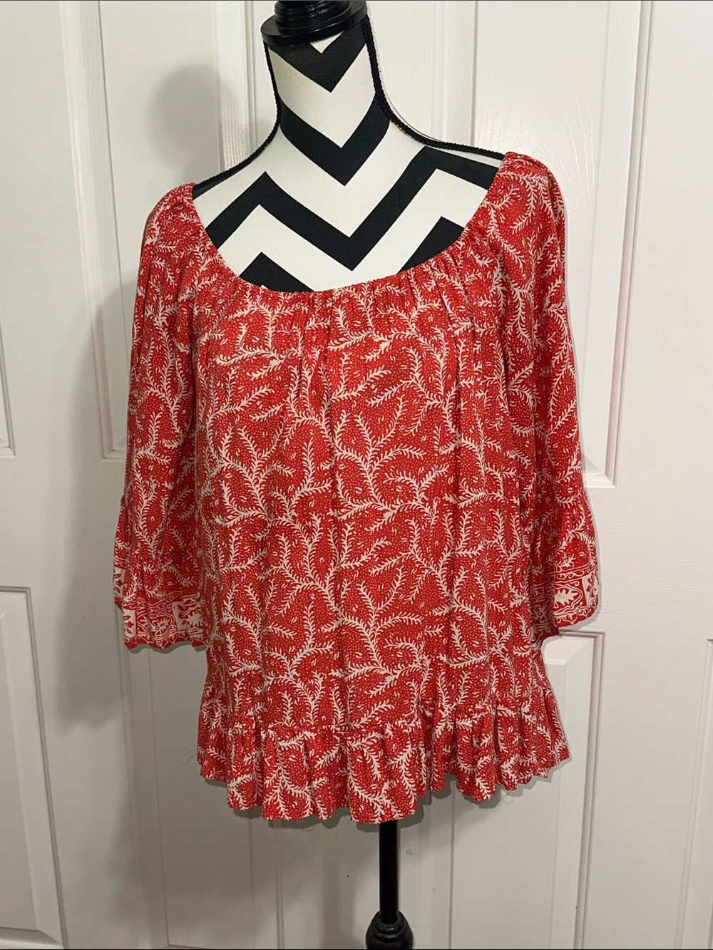 Nat by Natalie Martin Red Floral Peasant Tunic